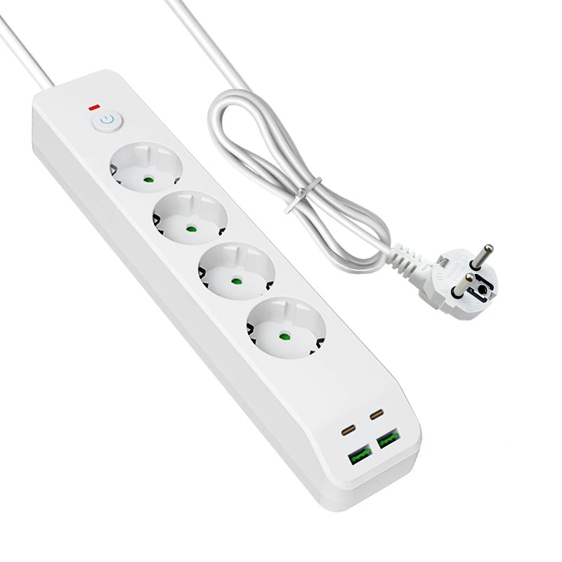 AC 4개 및 USB 4개를 갖춘 고속 충전 EU 전원 스트립