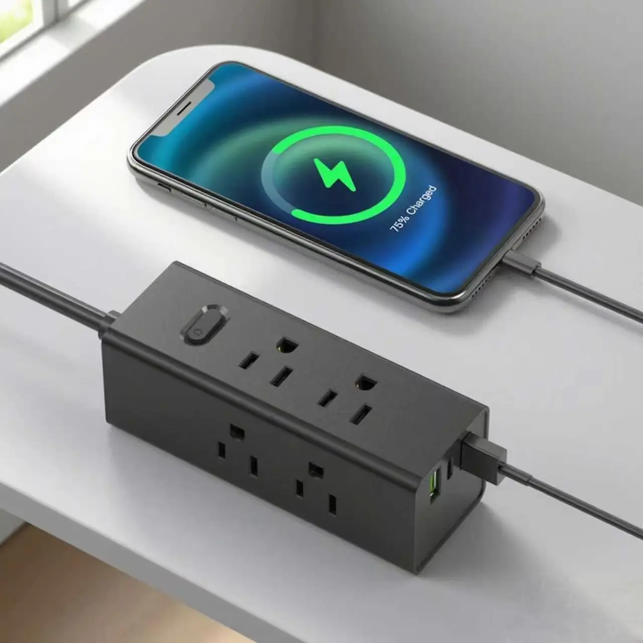 USB 플랫 플러그 연장 코드 여행용 전원 스트립이 포함된 미국식 전원 스트립